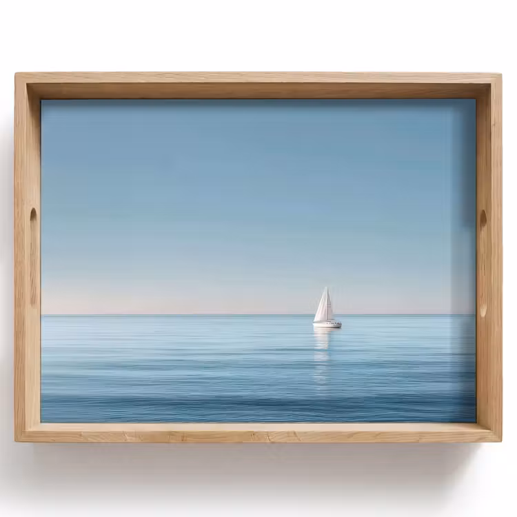 Tablett - Segelboot - Ruhige See - Strahlend blauer Himmel — 1