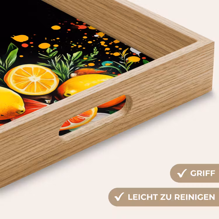 Tablett - Zitronen - Schwarz - Kräuter - Graffiti - Farbe — 8