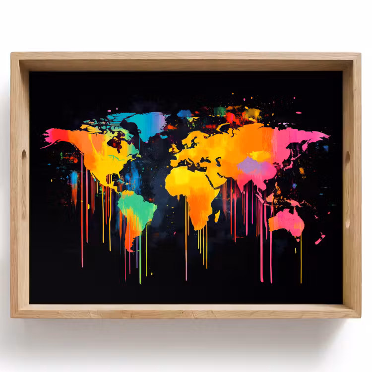 Tablett - Weltkarte - Farbe - Bunt - Graffiti - Welt — 1