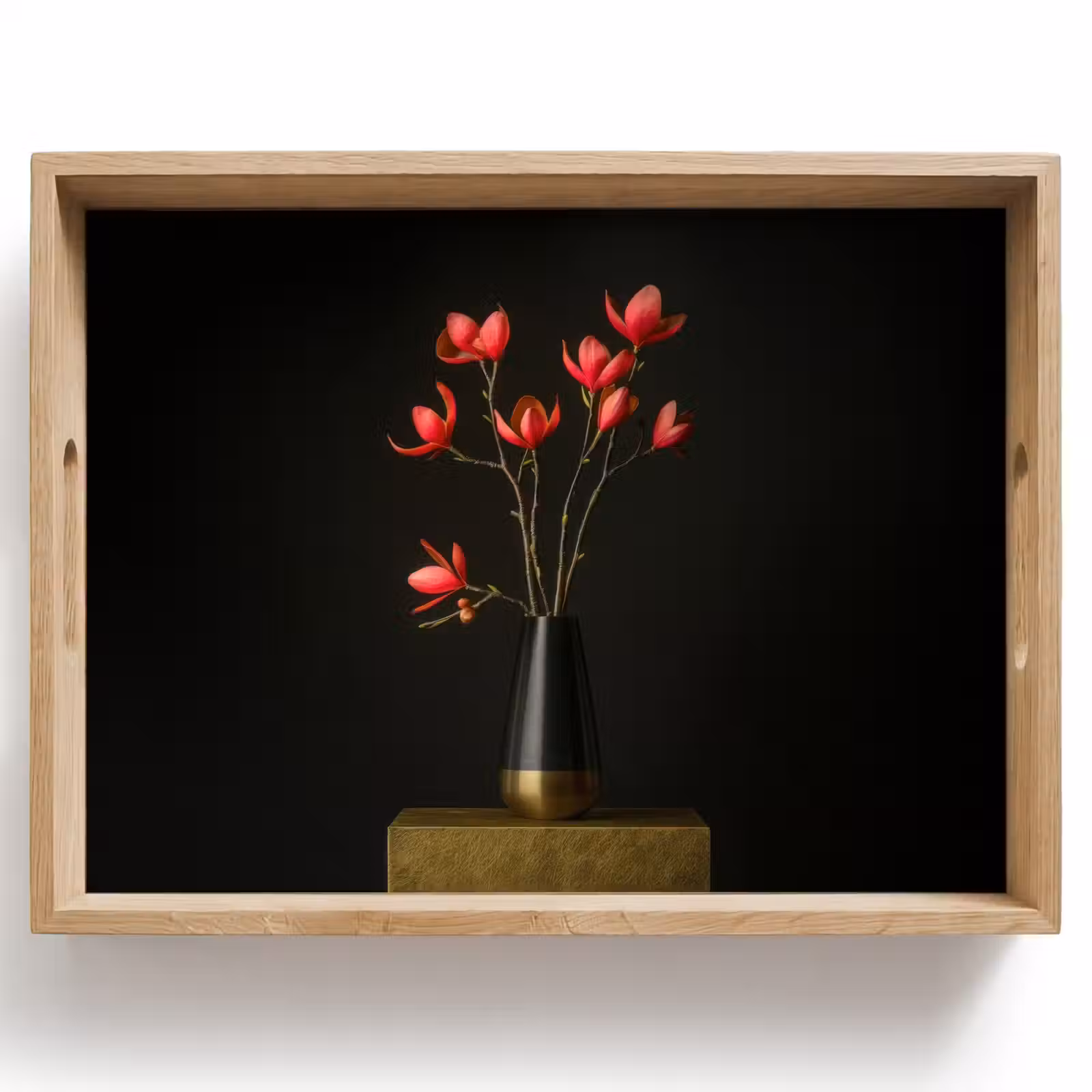 Tablett - Rot - Blumen - Vase — 1