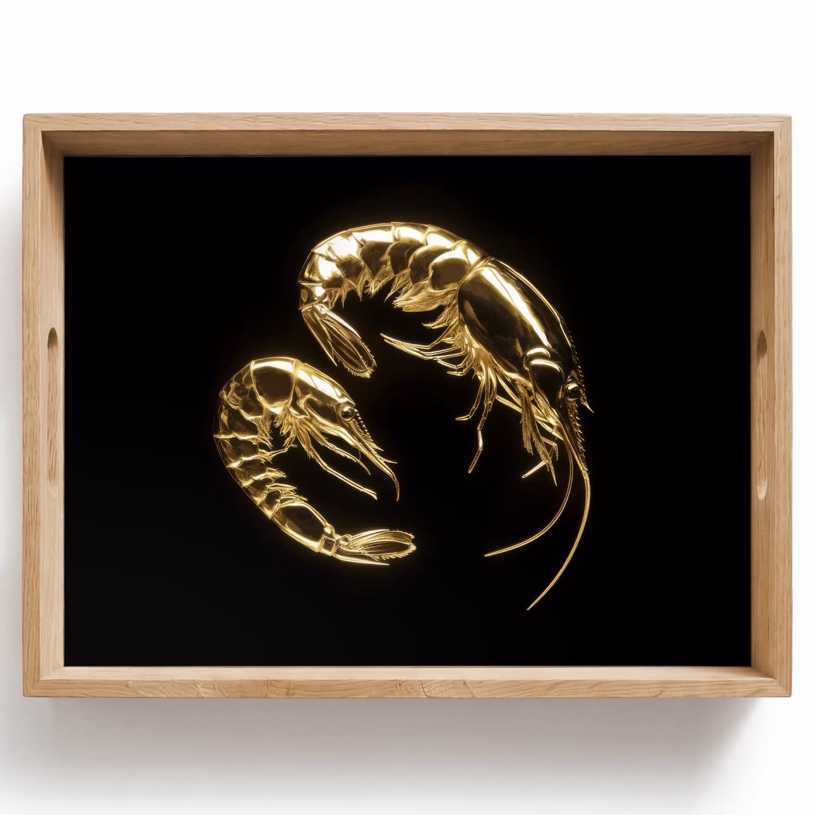Tablett - Shrimps - Schwarz - Gold - Tiere — 1