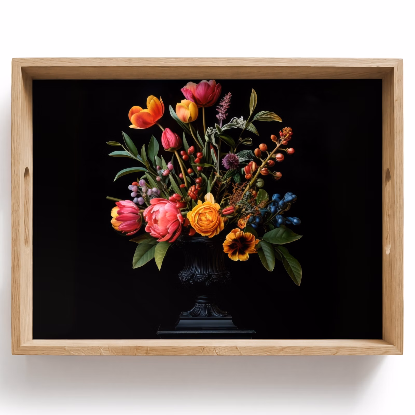 Tablett - Tulpen - Beeren - Blumenstrauß - Vase — 1