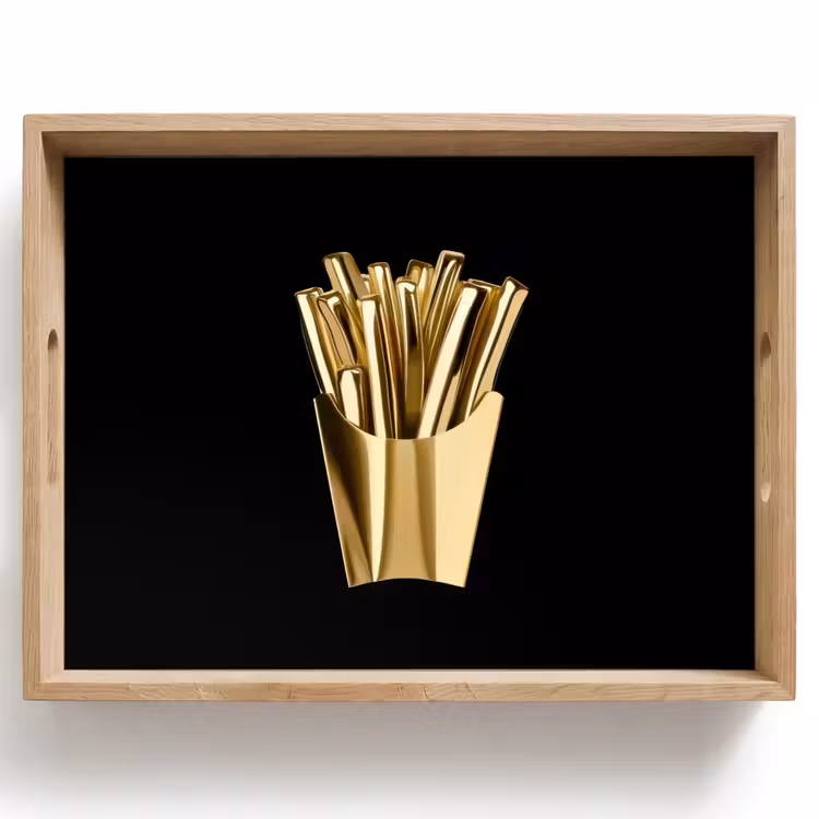 Tablett - Pommes frites - Gold - Chrom - Lebensmittel — 1