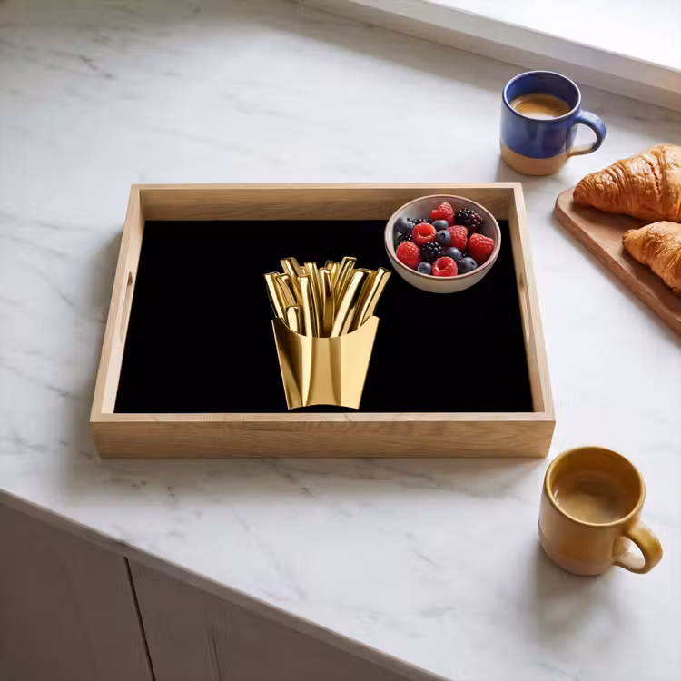 Tablett - Pommes frites - Gold - Chrom - Lebensmittel — 3
