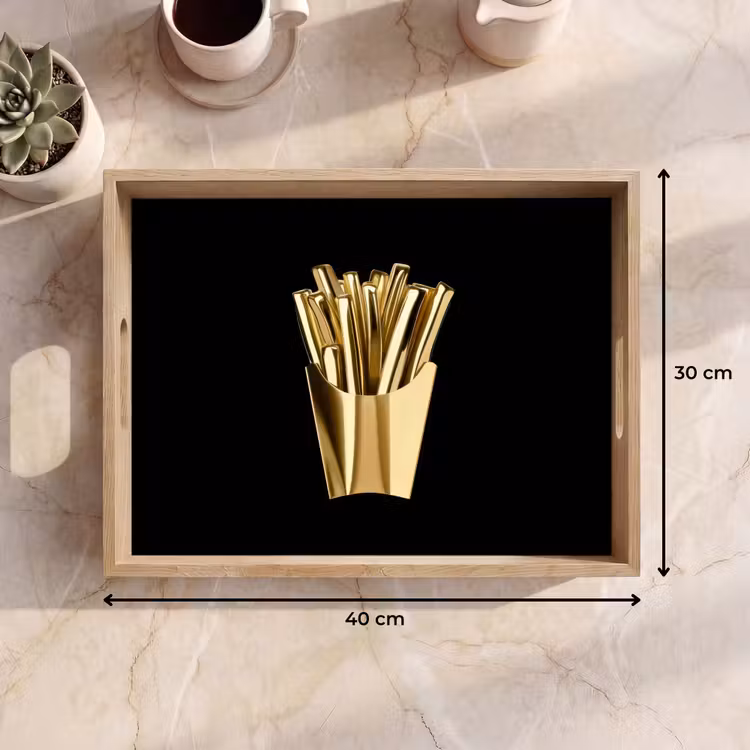 Tablett - Pommes frites - Gold - Chrom - Lebensmittel — 7