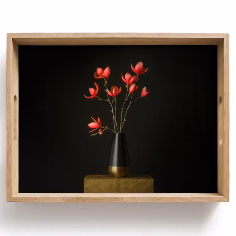 Tablett - Rot - Blumen - Vase — 1