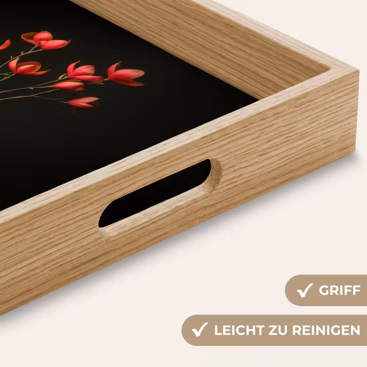 Tablett - Rot - Blumen - Vase — 8