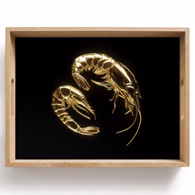 Tablett - Shrimps - Schwarz - Gold - Tiere — 1
