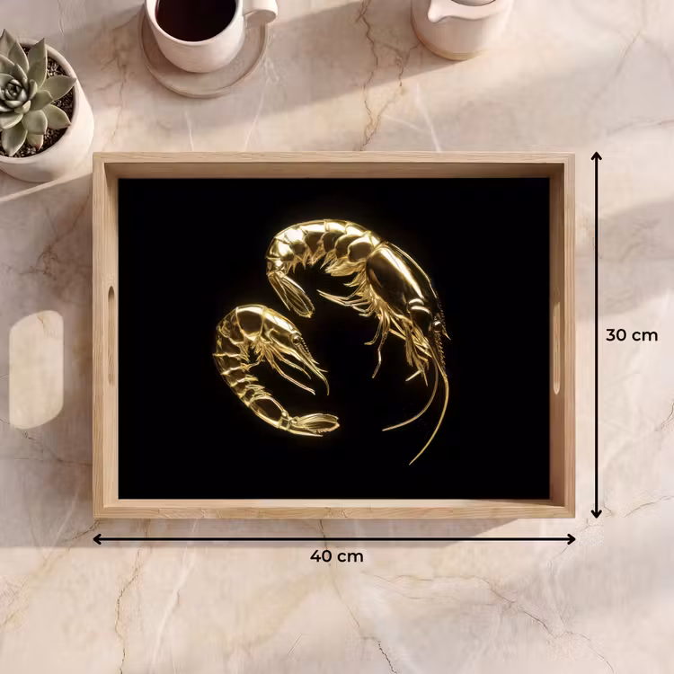 Tablett - Shrimps - Schwarz - Gold - Tiere — 7