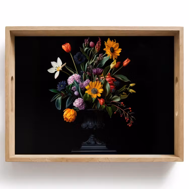 Tablett - Sonnenblumen - Blumenstrauß - Bunt — 1