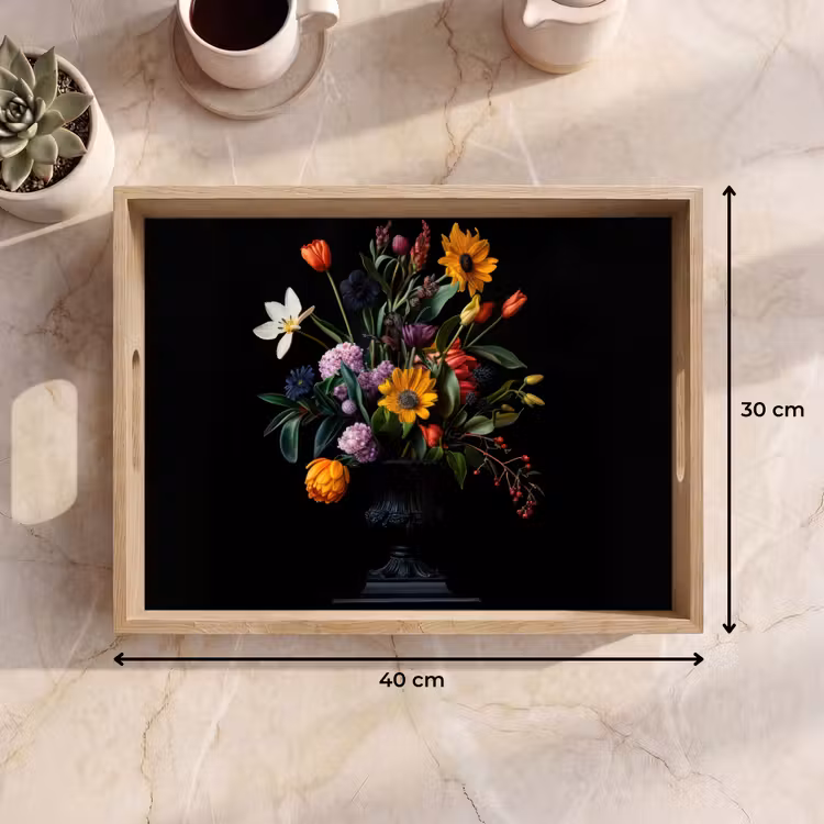 Tablett - Sonnenblumen - Blumenstrauß - Bunt — 7