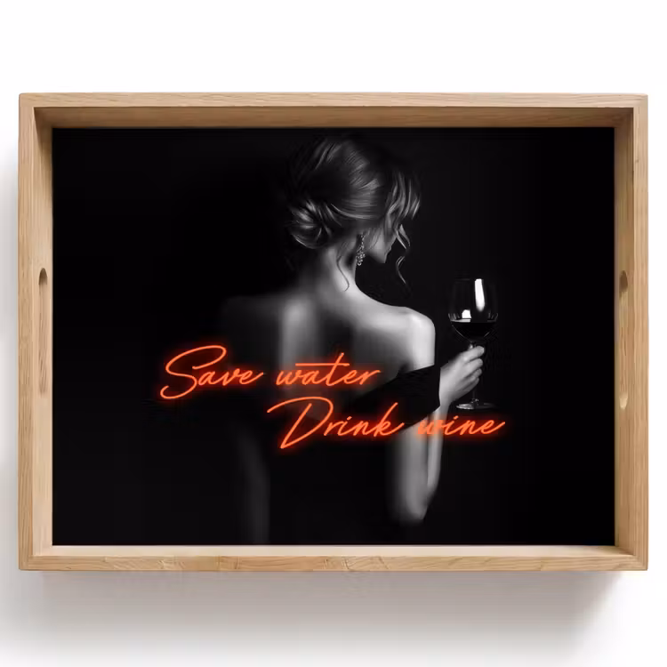 Tablett - Wein - Frau - Neon - Zitat — 1