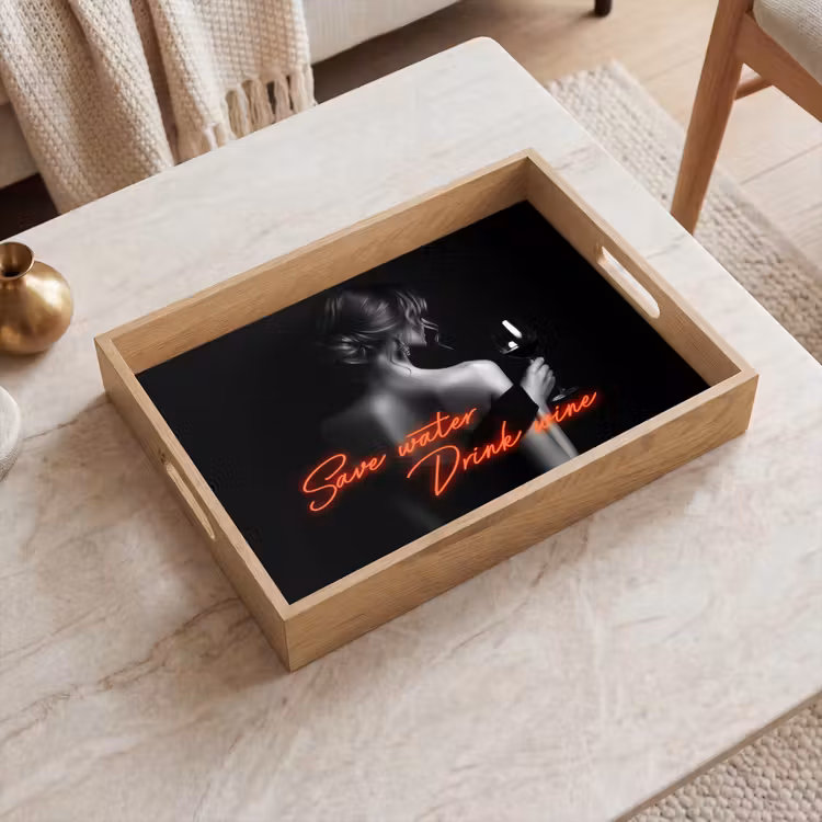 Tablett - Wein - Frau - Neon - Zitat — 2