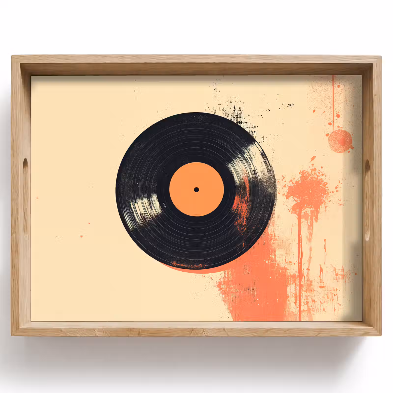 Tablett - Vinylplatte - Schwarz - Farbspritzer - Retro — 1
