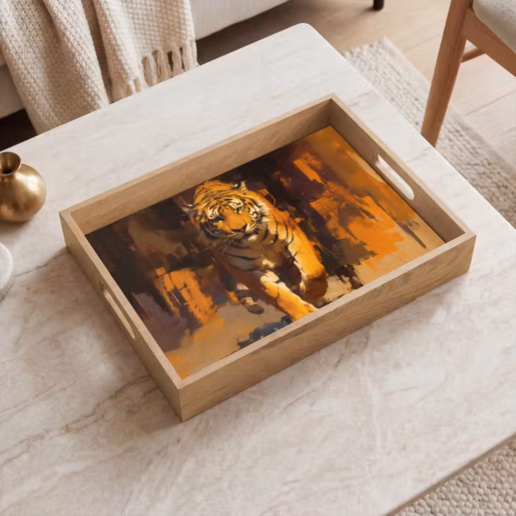 Tablett - Tiger - Gemalt - Orange - Pinselstriche — 2