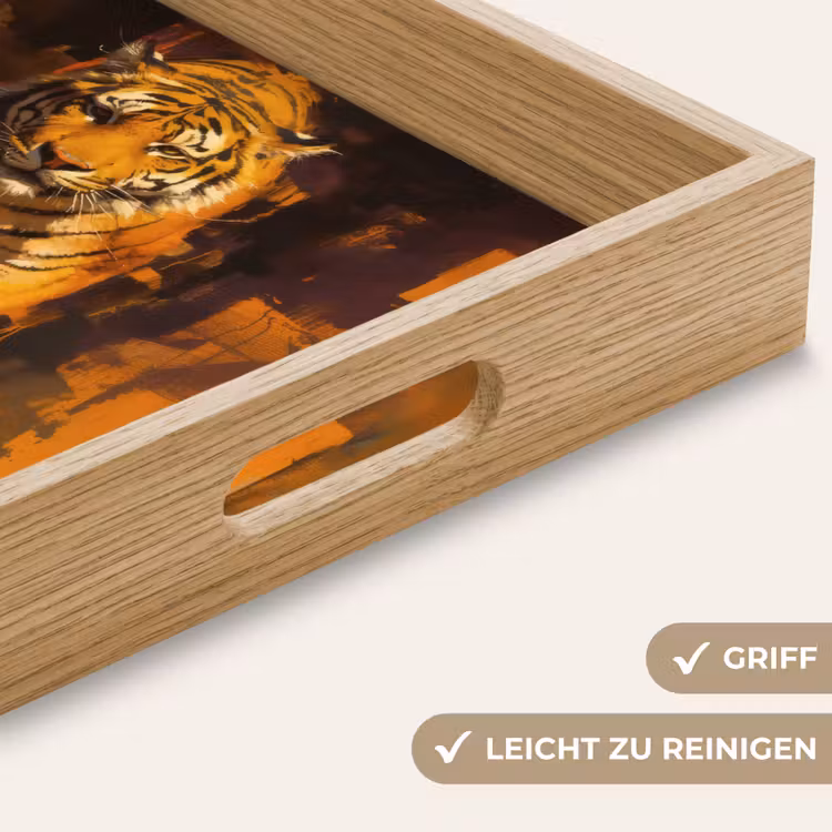 Tablett - Tiger - Gemalt - Orange - Pinselstriche — 8