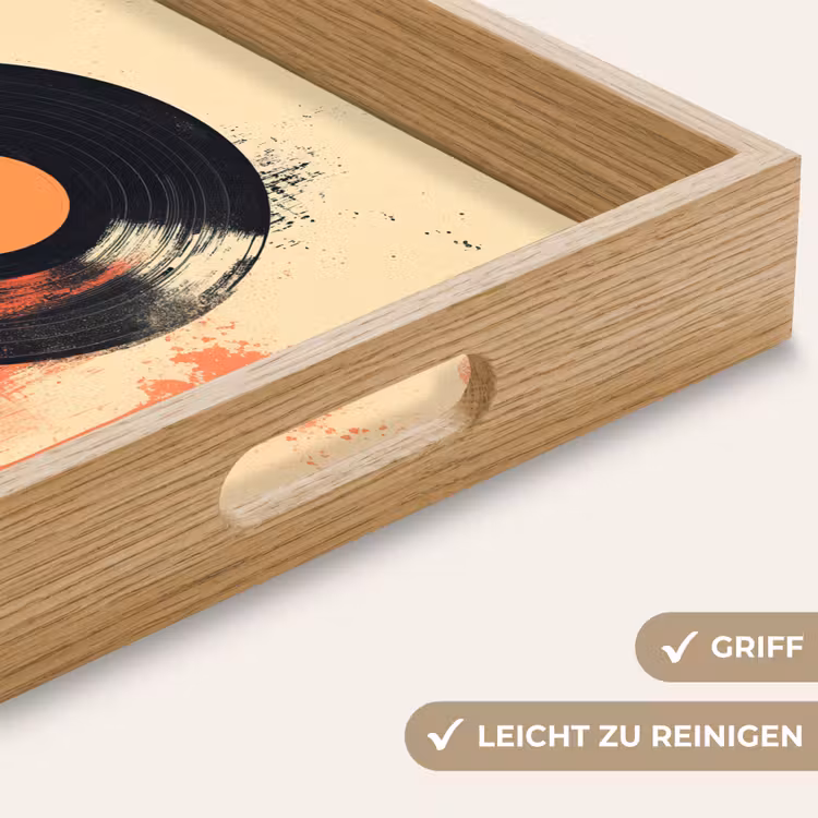 Tablett - Vinylplatte - Schwarz - Farbspritzer - Retro — 8
