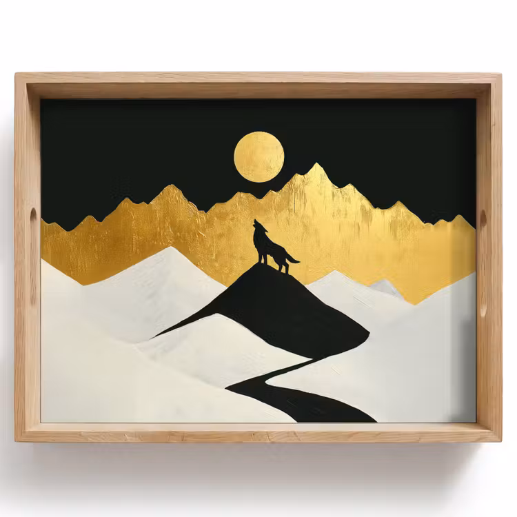 Tablett - Wolf - Berg - Mond - Schwarz — 1