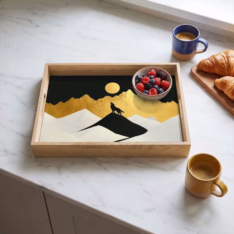 Tablett - Wolf - Berg - Mond - Schwarz — 3