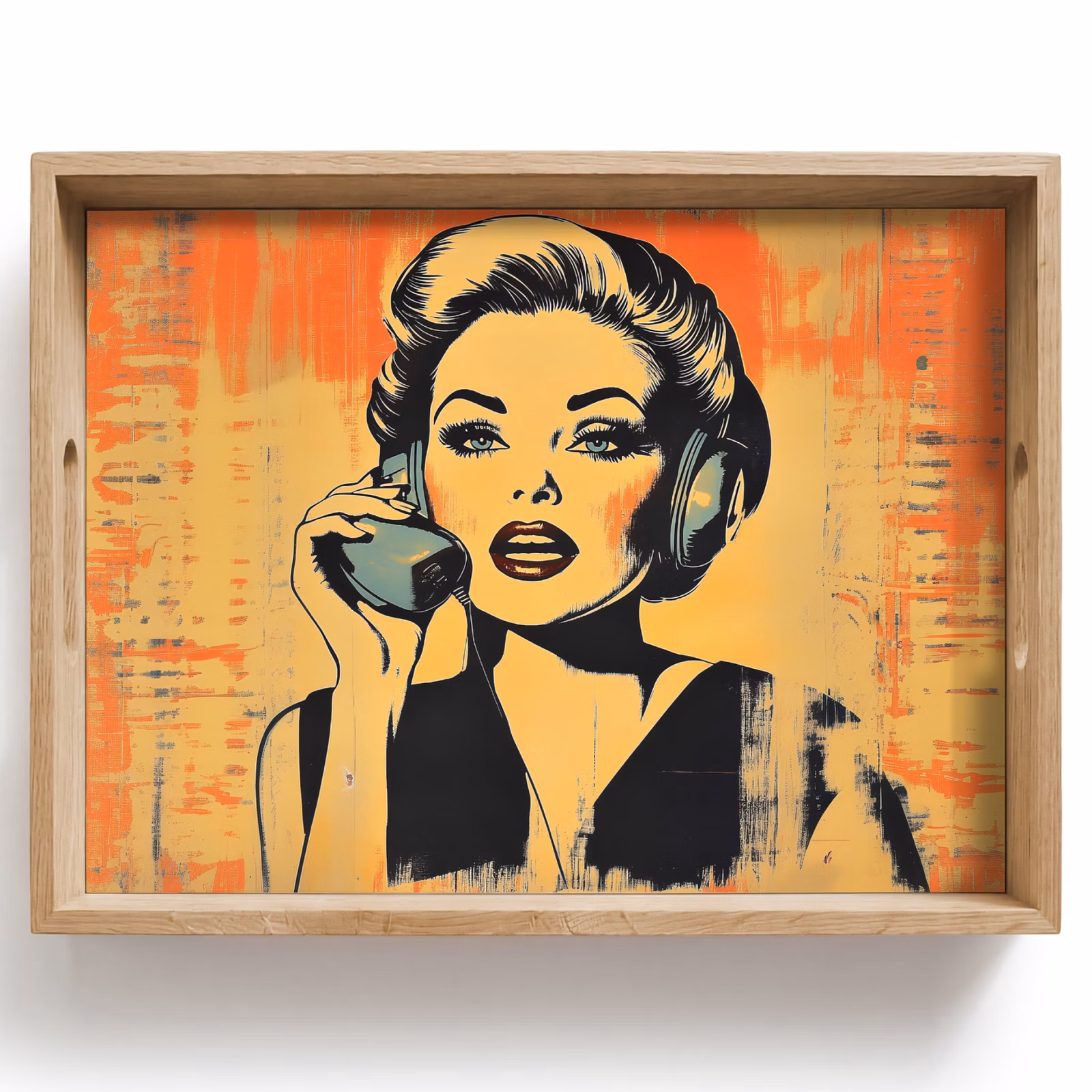 Tablett - Retro - Frau - Kopfhörer - Orange — 1