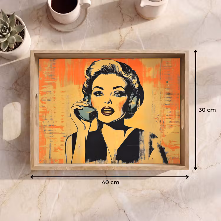 Tablett - Retro - Frau - Kopfhörer - Orange — 7