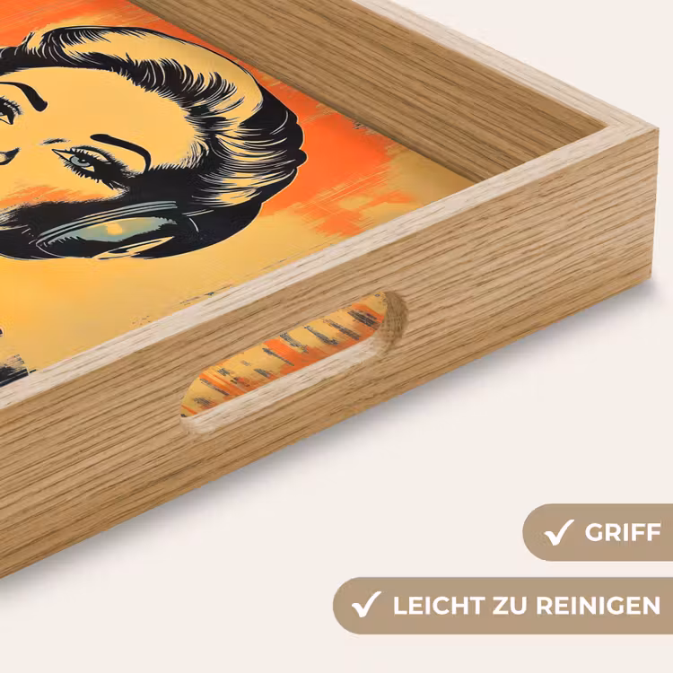 Tablett - Retro - Frau - Kopfhörer - Orange — 8