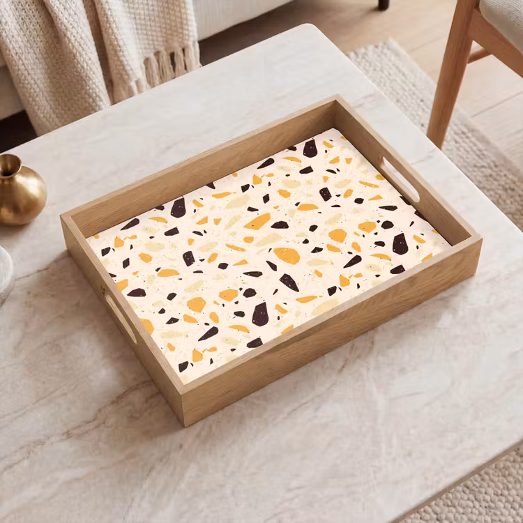 Tablett - Terrazzo - Muster - Gelb - — 2