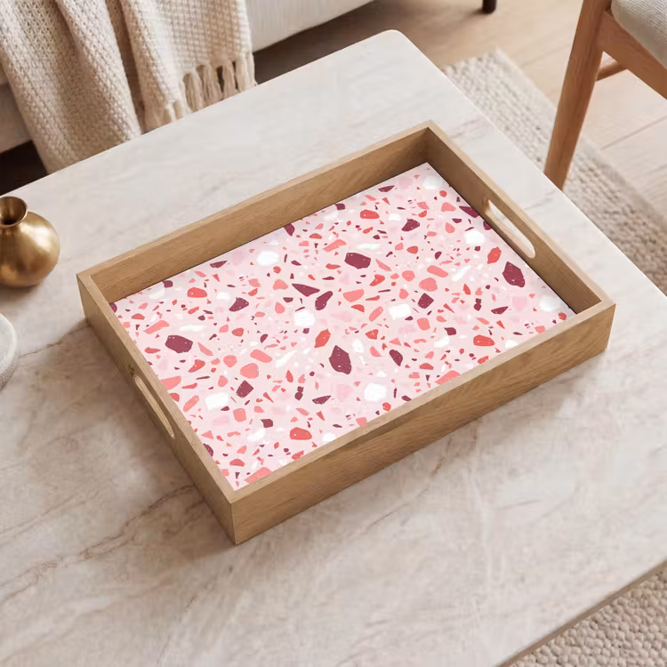 Tablett - Terrazzo - Muster - Rosa — 2