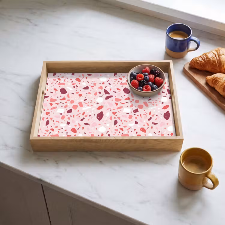 Tablett - Terrazzo - Muster - Rosa — 3