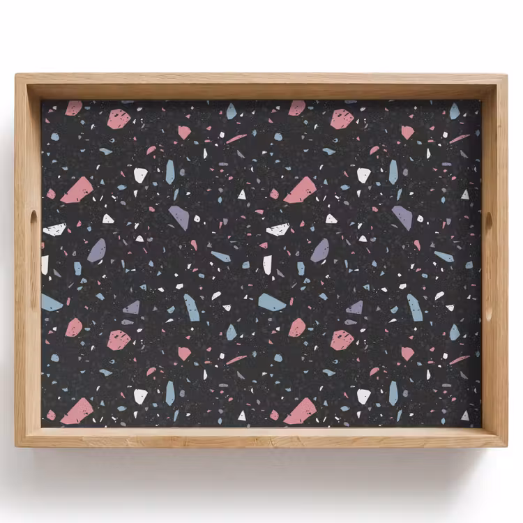 Tablett - Terrazzo - Muster - Schwarz - Weich — 1