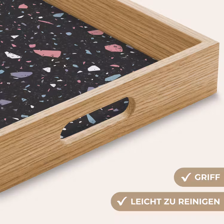 Tablett - Terrazzo - Muster - Schwarz - Weich — 8