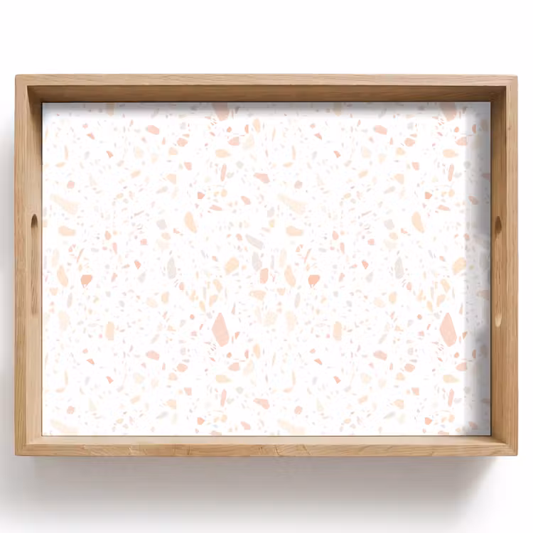 Tablett - Terrazzo - Muster - Weiß - Pfirsich — 1
