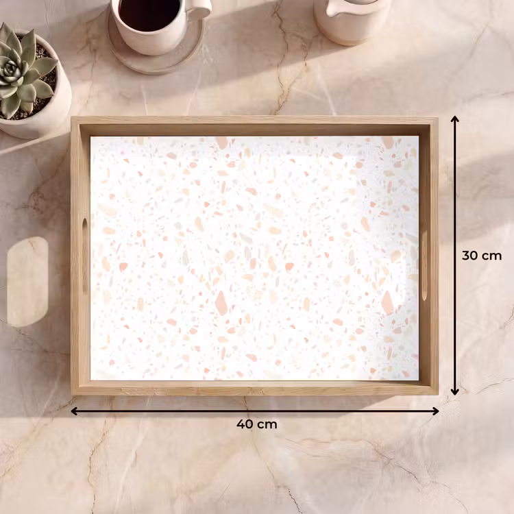 Tablett - Terrazzo - Muster - Weiß - Pfirsich — 7