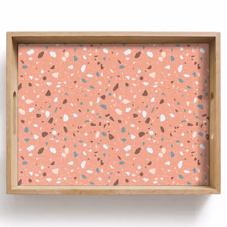 Tablett - Terrazzo - Muster - Bunt - Rosa - Blau — 1