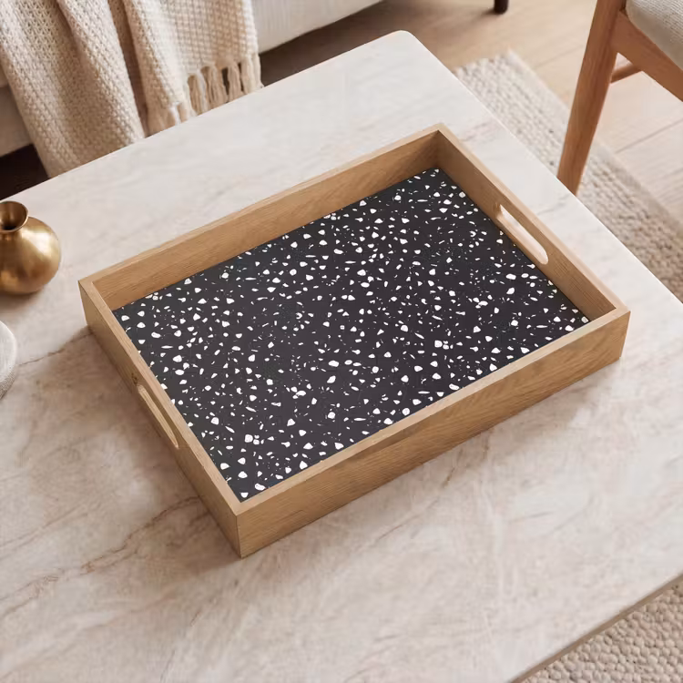 Tablett - Terrazzo - Muster - Schwarz - Weiß — 2