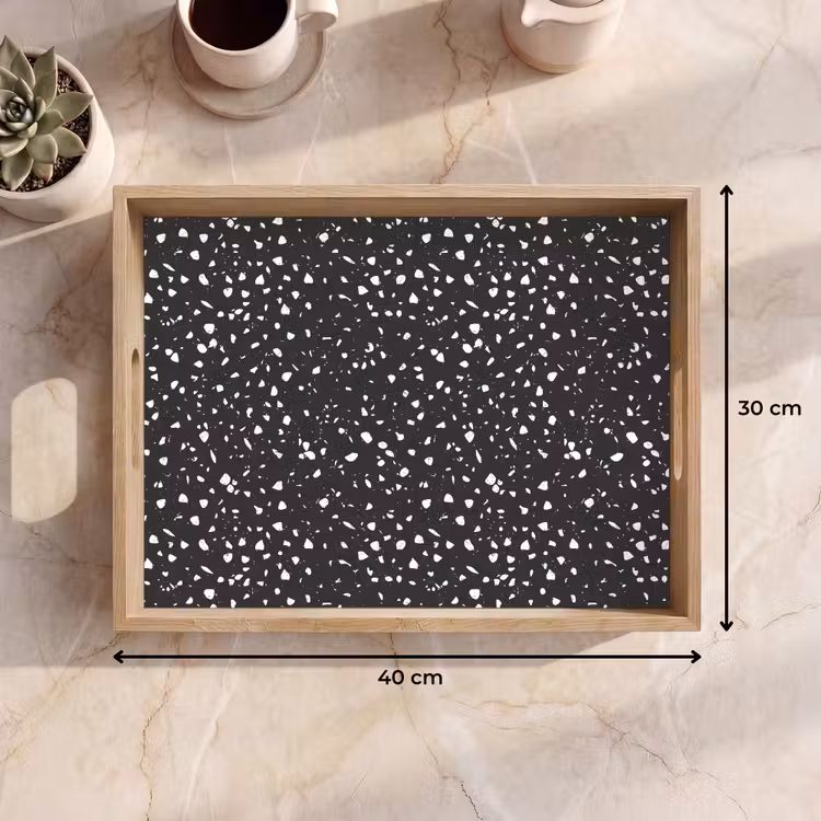 Tablett - Terrazzo - Muster - Schwarz - Weiß — 7