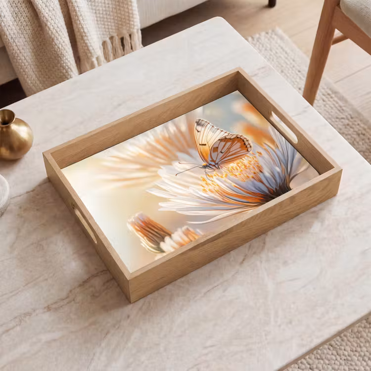 Tablett - Schmetterling - Blume - Orange — 2