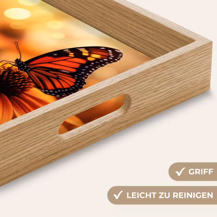 Tablett - Schmetterling - Blumen - Orange — 8
