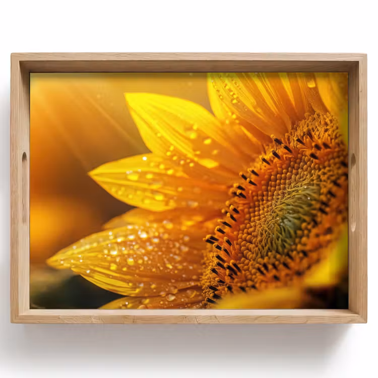 Tablett - Sonnenblume - Tautropfen - Gelb - Sonnenlicht — 1