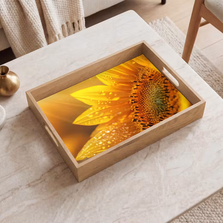 Tablett - Sonnenblume - Tautropfen - Gelb - Sonnenlicht — 2
