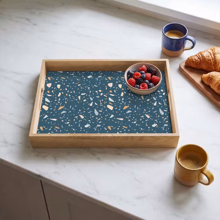 Tablett - Terrazzo - Muster - Farbenfroh - Tiefblau — 3