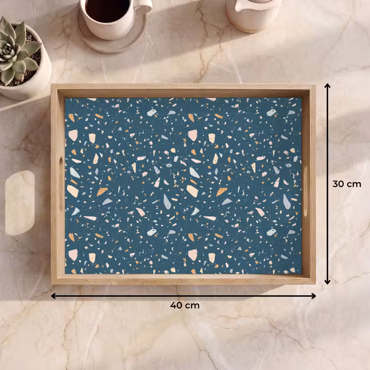 Tablett - Terrazzo - Muster - Farbenfroh - Tiefblau — 7
