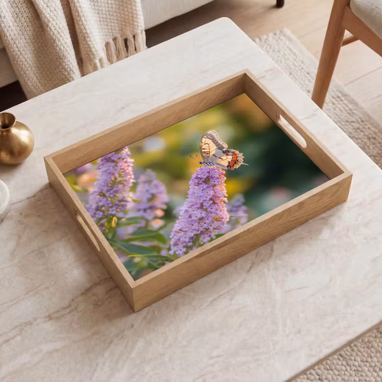 Tablett - Verschnörkelt - Schmetterling - Lila - Blumen — 2