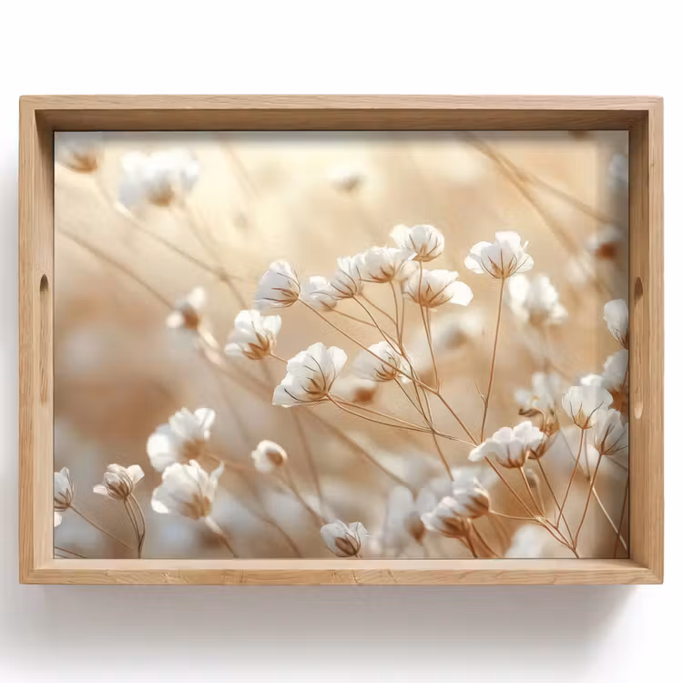 Tablett - Wild - Blumen - Weiß — 1