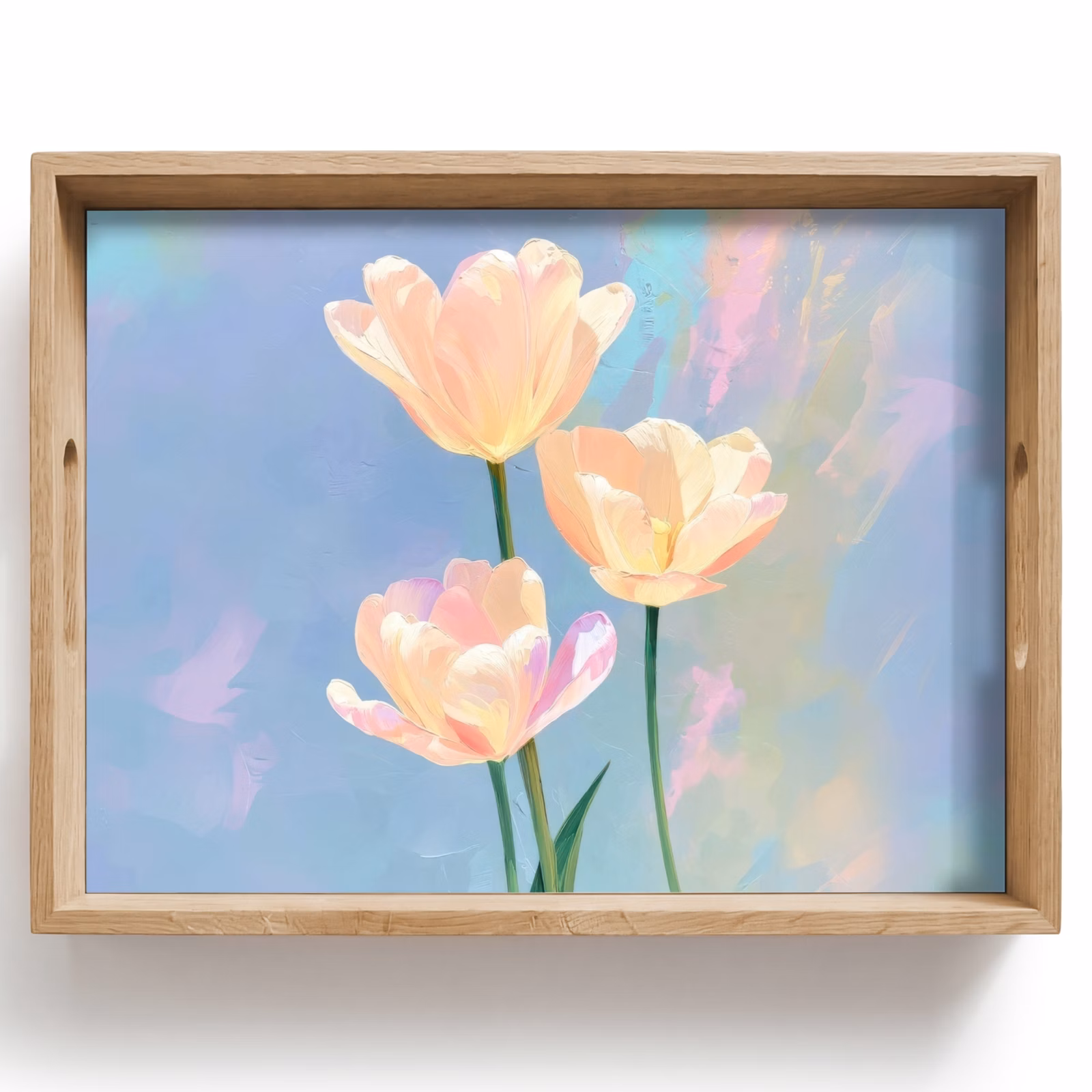 Tablett - Tulpen - Rosa Akzente - Blau — 1