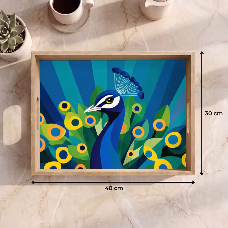 Tablett - Pfau - Kreise - Blau — 7