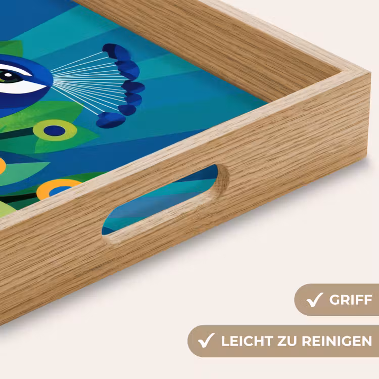 Tablett - Pfau - Kreise - Blau — 8
