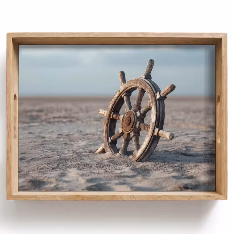Tablett - Schiffslenker - Holz - Braun - Sand — 1
