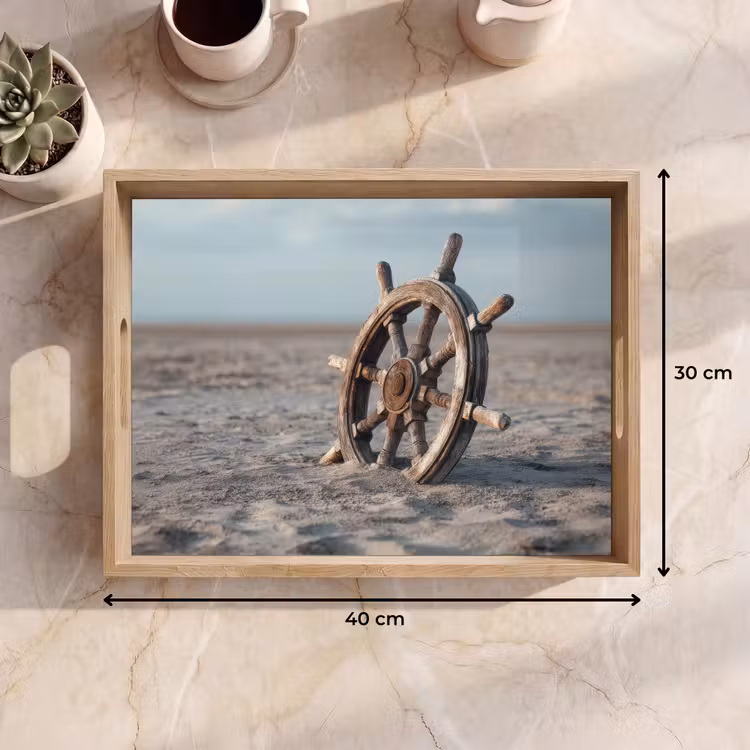Tablett - Schiffslenker - Holz - Braun - Sand — 7