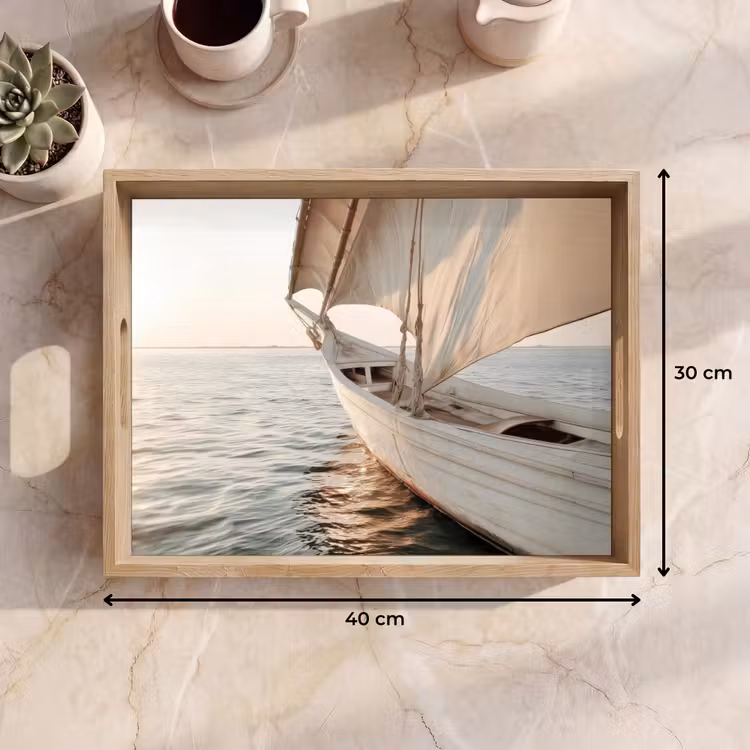 Tablett - Segelboot - Meer - Beige - Sonne — 7